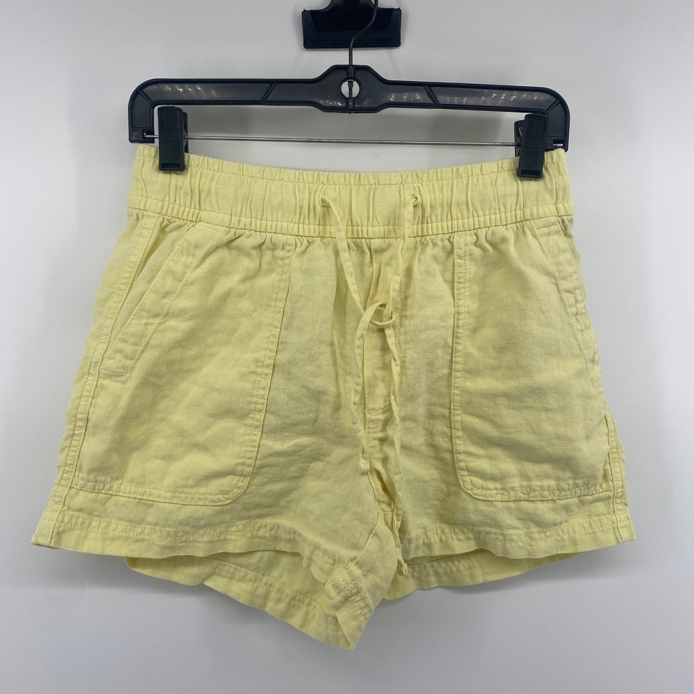 GAP Easy Pull On Shorts Womens XS Soft Yellow Linen Blend Casual Summer